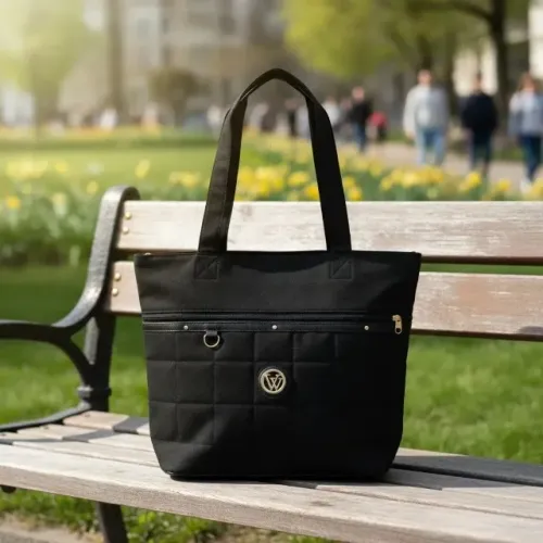 bolsa sacola em nylon sintética de ombro unissex cor preto