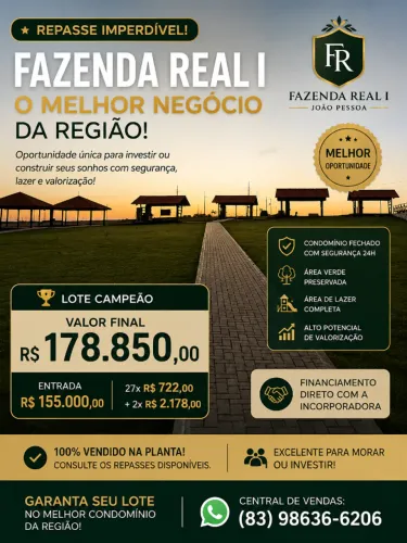 Fazenda Real 1 - INVISTA HOJE EM UMA REGIÃO QUE NÃO PARA DE VALORIZAR!