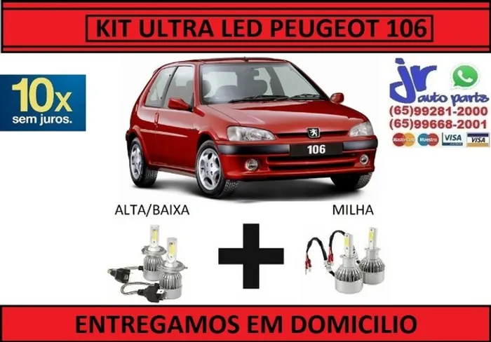Kit Lampada Ultra Led Peugeot 106 6000K 12V 24V