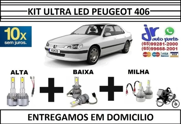 Kit Lampada Ultra Led Peugeot 406 6000K 12V 24V