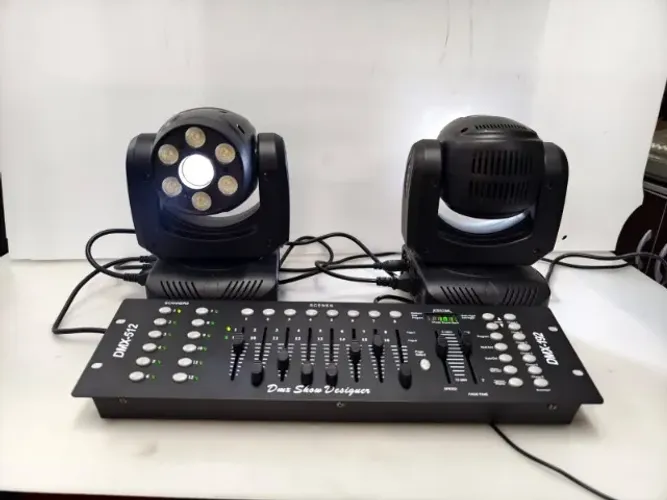 2 Mini Moving Led Spot Sog-m606 Com Mesa Dmx 512 Excelente!!