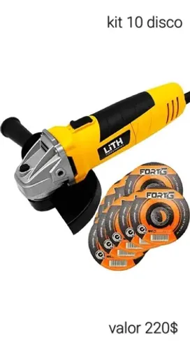 Esmerilhadeira lith 220v 600w novo entregamos com kit 10 disco