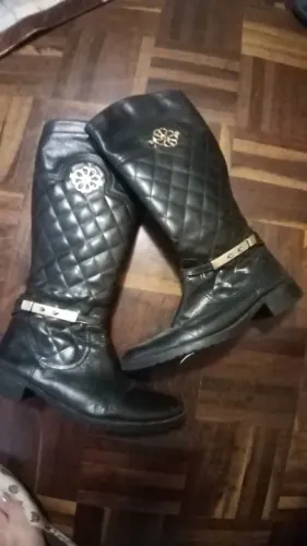 Bota preta couro legítimo 