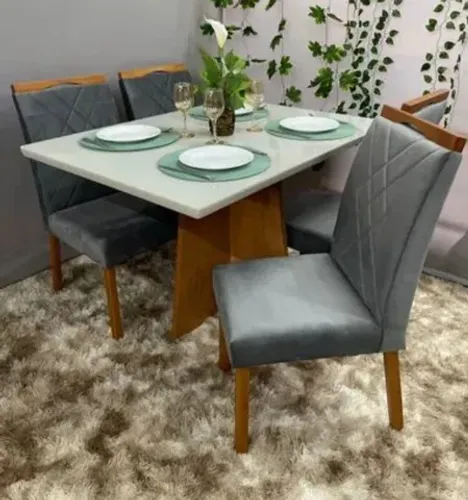 Mesa de jantar 100% MDF ( TENOS A PRONTA ENTREGA) 4 CADEIRAS 