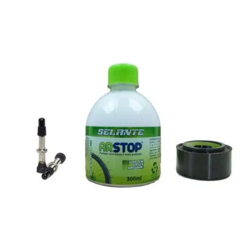 Kit Tubeless ArStop Com Fita 30mm - Liquido 300ml e Bicos Pneus 26 27.5 29 6683