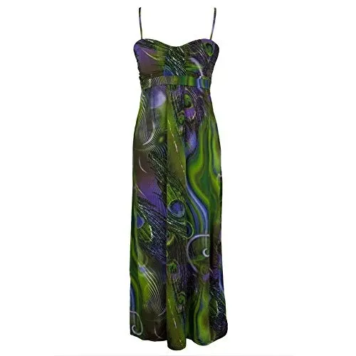 Vestido longo verde estampado novo com etiqueta
