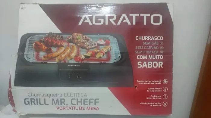Agratto Churrasqueira Elétrica Grill Mr. Cheff 127v Portátil