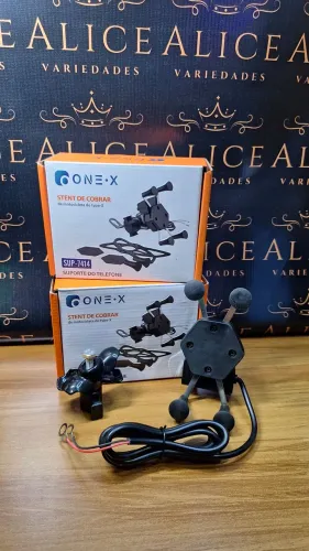 Suporte de celular para moto com carregador USB