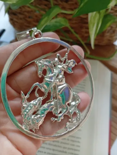 Prata 925 Pingente Masculino São Jorge