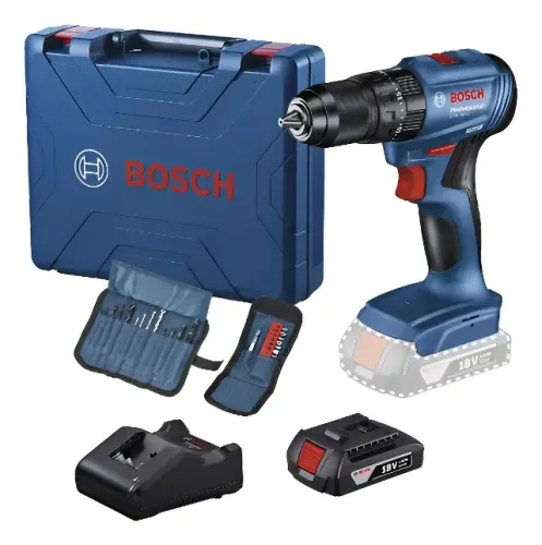 PARAFUSADEIRA BOSCH C/IMPACTO 18V GSB 185LI C/1BAT+MALETA C/23PCS 