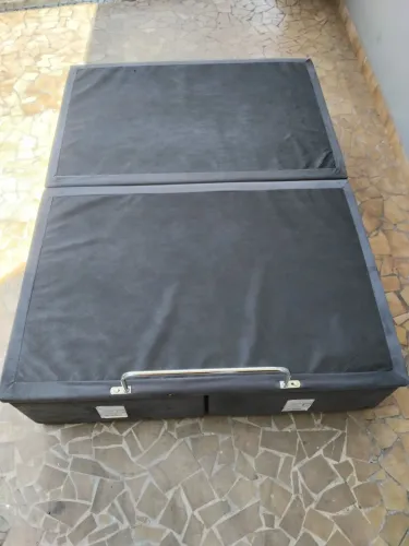 Cama de casal box nobuk cinza Ortobom 