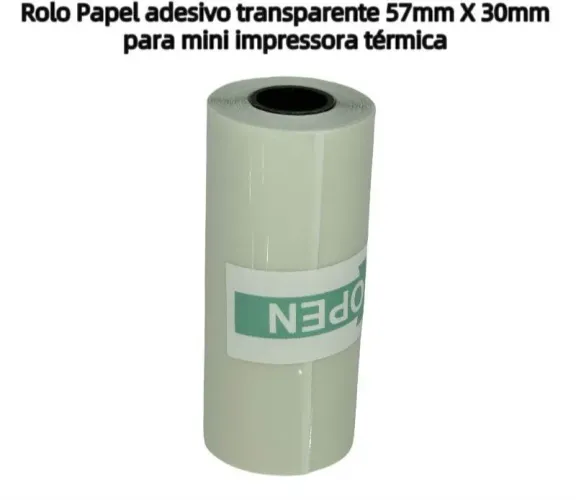 Rolo de Papel Adesivo Transparente 57mm X 30mm