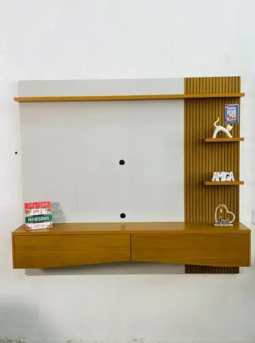 Painel para Tv 65 Polegadas 180cm Europa Lukaliam Off White/tauari Ripado 3d
