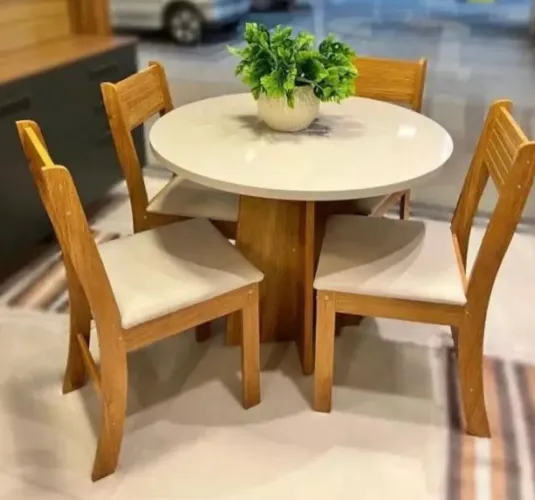 Mesa de Jantar Flipp Circular 0.90 Com 4 Cadeiras Brisa