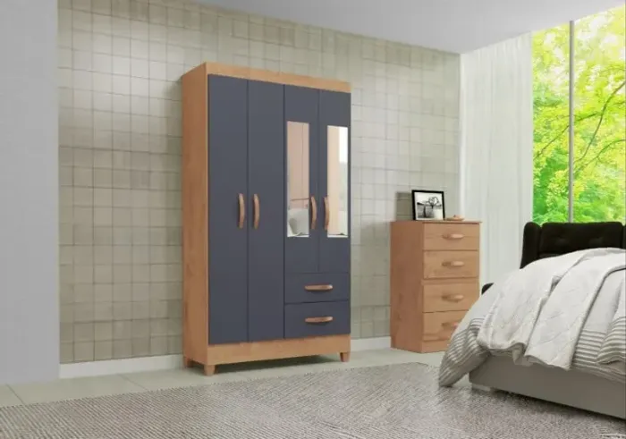 Guarda Roupa 4 Portas 2 Gavetas com Espelho Novo fazemos entrega