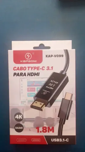 CABO TYPE-C 3.1 PARA HDMI KAPBOM NOVO LACRADO FRETE GRÁTIS PARA MACEIÓ