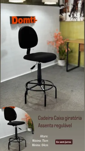 Cadeira Caixa Giratória com Assento Regulável