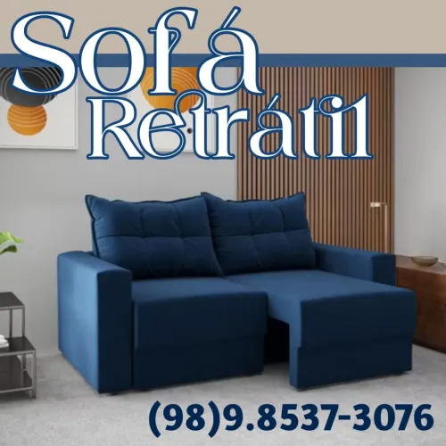Sofá retrátil azul - Conforto e design para sua sala!