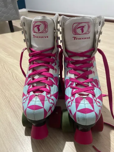 Patins Quad TRAXART azul e rosa seminovo