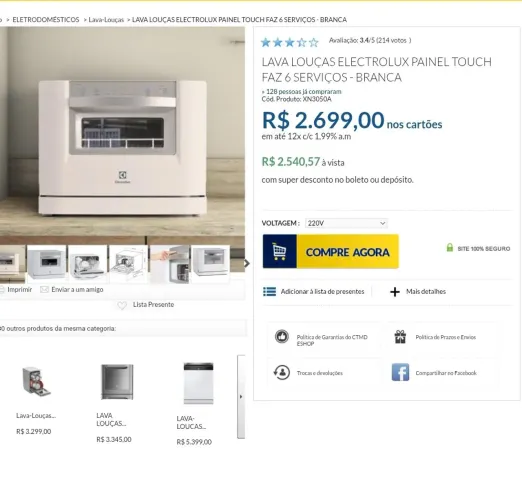 Lava-louças Electrolux 6 Serviços com Visor Externo 