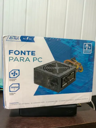 Fonte Atek 500W Bivolt ATX para PC (Só Venda)