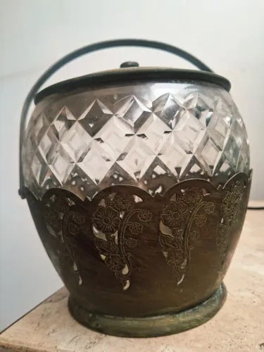 Bomboniere WMF Original Silver Plate Vidro Facetado Antiga (1900-1930)