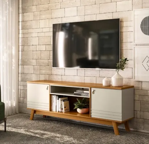 Rack Monte Claro 180 com Portas e Nichos para TV até 75 polegadas