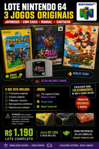 ? LOTE NINTENDO 64 JAPONÊS - 3 JOGOS ORIGINAIS COM CAIXA E MANUAL ?