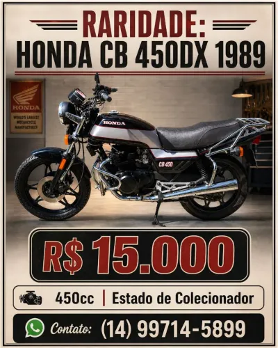 Vendo moto cb 450dx contato * WhatsApp 