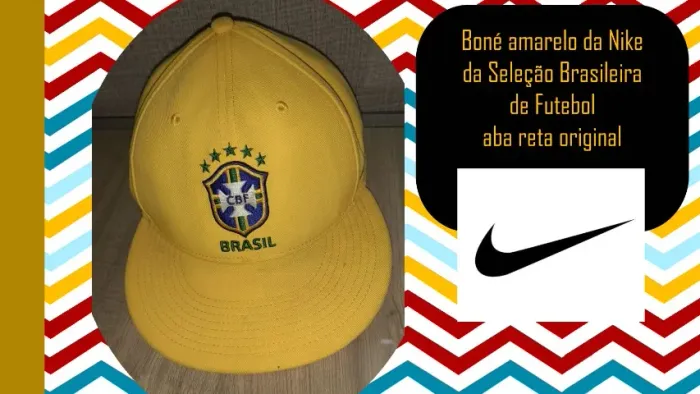 Boné amarelo da Nike da Seleção Brasileira de Futebol aba reta original