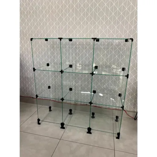 Balcão De Atendimento Em Vidro Modulado 9 nichos 30x30
