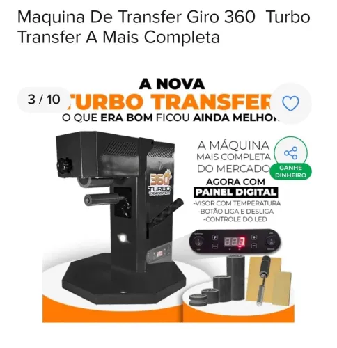 Máquina Transfer Giro 360 Turbo - Para Copos e Canecas