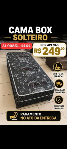 Top demais, CAMA BOX SOLTEIRO apenas R$ 249 direto da fábrica e vc só PAGA NA ENTREGA.