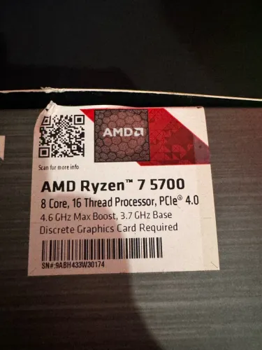 Processador AMD Ryzen 7 5700, 3.7GHz (4.6GHz Turbo), 8-Cores 16-Threads, AM4, Com Cooler