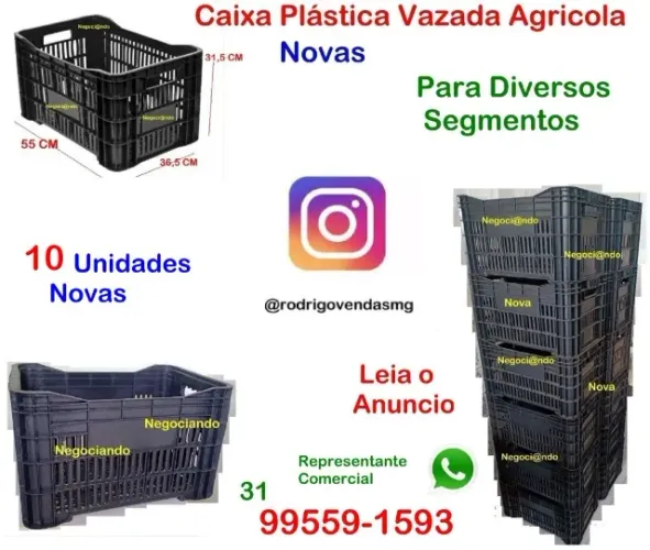 10 Caixas Agrícola Plástica vazada comercio loja auto padaria Estoque restaurante casa