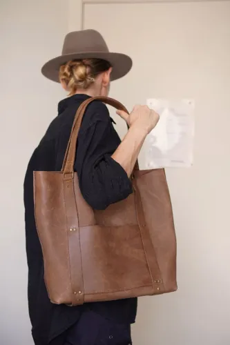 bolsa tote shopper couro legitimo unisex