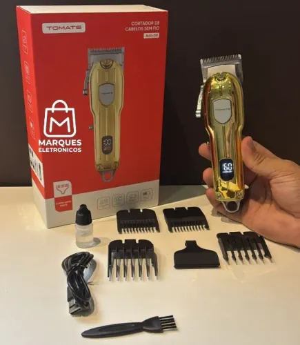 MÁQUINA DE CORTAR CABELO PROFISSIONAL TOMATE MAG-031 DIGITAL DOURADA