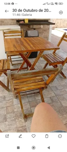 02 conjunto de mesa com 4 cadeiras para área de lazer