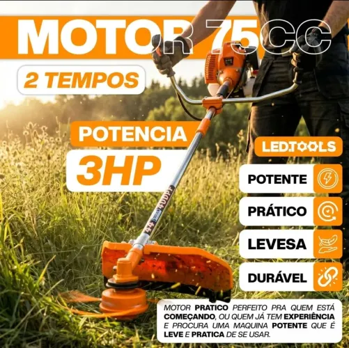 Roçadeira Lateral A Gasolina Nakasaki 2t Profissional 75cc 3hp 