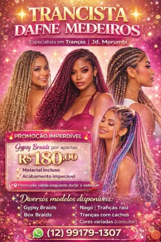 Promoçao box braids ou gypsy 180,00 material incluso 