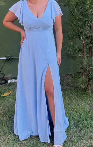 Vestido Festa - azul bebê