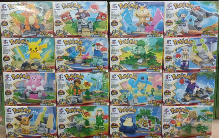 Pokemon blocos de montar pikachu kit 16 caixas