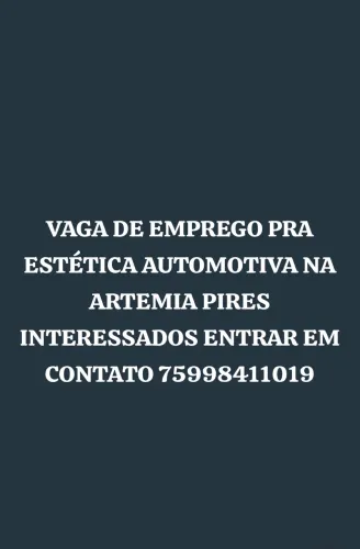 Vaga de emprego pra estética automotiva