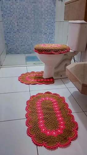 Jogo de banho, de crochê, 3 peças