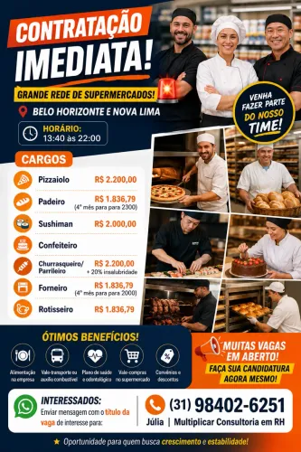 VAGAS PARA BELO HORIZONTE E NOVA LIMA