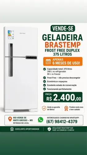 Geladeira brastemp frost free duplex 375 litros