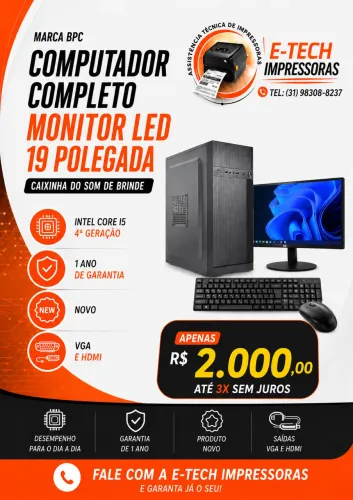 KIT COMPUTADOR NOVO COMPLETO INTEL I5 4G