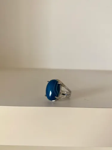 Anel pedra ágata azul