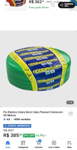 Fio de 6 mm rolo de 100 mts