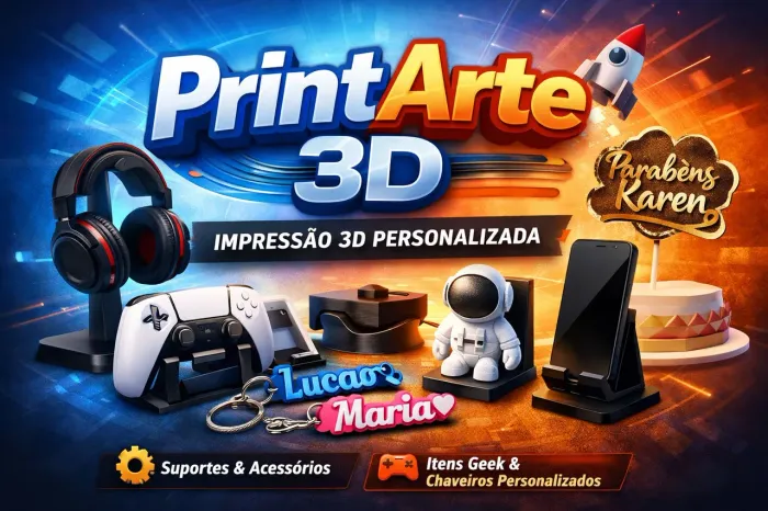 Faço Impressão 3D Personalizada | Chaveiros, Topo de Bolo e Suportes